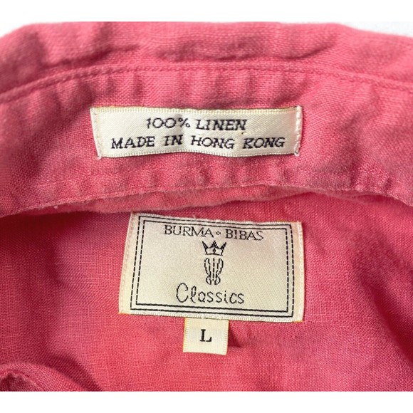 Burma Bibas Short Sleeve Button Up Shirt Men's Large 100% Linen - Picture 5 of 16